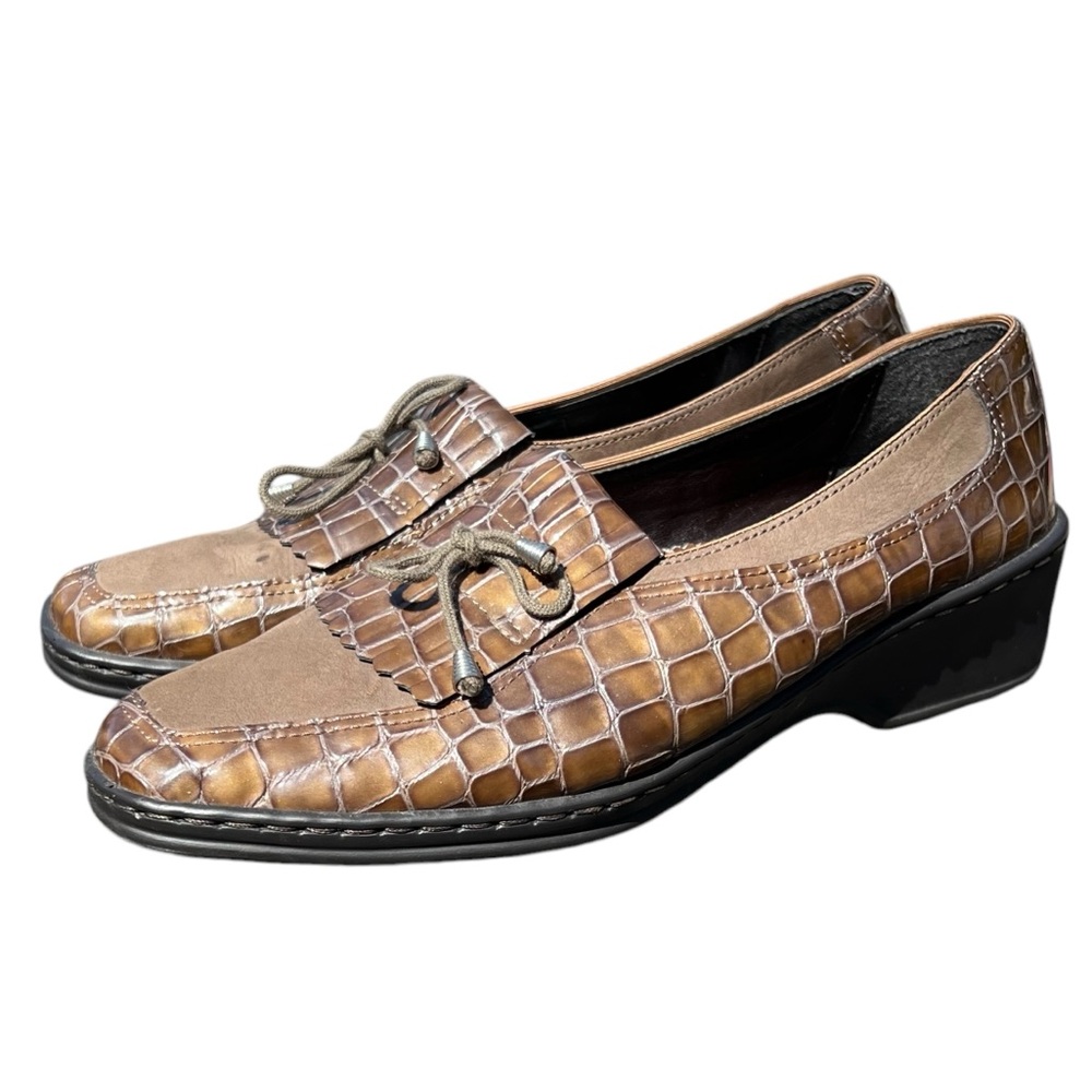 ARA Naturform Slip-On Kiltie Comfort Shoe Brown Croc Embossed US 8.5 EU 39